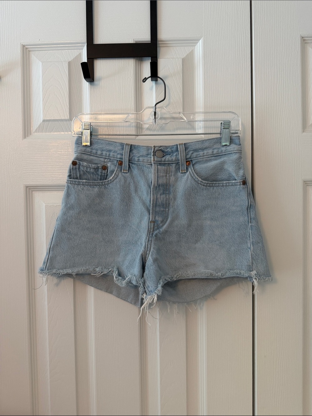 Levi's Light Blue Denim Cutoff Shorts with Frayed Hem